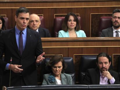 Pedro Sánchez, hoy en el Congreso. En vídeo, las intervenciones de Casado y Sánchez.
