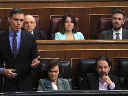 Pedro Sánchez, hoy en el Congreso. En vídeo, las intervenciones de Casado y Sánchez.