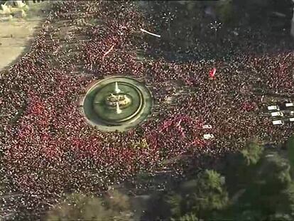 Interior mandó aterrizar a un helicóptero que emitía la manifestación de Madrid