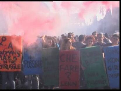 Altercados entre los manifestantes y los ‘carabinieri’ en Roma