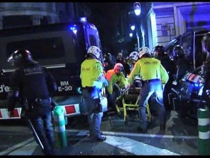 Graves enfrentamientos en la Via Laietana de Barcelona