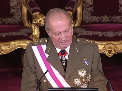 O rei Juan Carlos durante seu discurso/(EFE/Vídeo ATLAS)