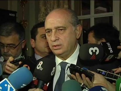 El ministro de Interior, Jorge Fernández Díaz, en su comparecencia ante los medios.