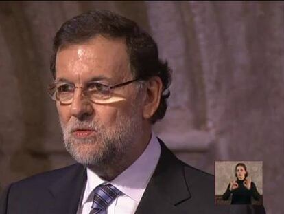 Mariano Rajoy, durante su intervención en Yuste.