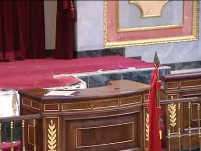 El Congreso de los Diputados ultima los preparativos para dar cabida en el Hemiciclo a los diputados, senadores, miembros del Gobierno que asistirán a la proclamación de Felipe VI como nuevo Rey de España.