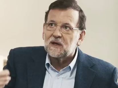 El presidente del Gobierno y del PP, Mariano Rajoy, en el vídeo del partido.
