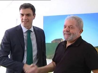 Pedro Sánchez e Lula no Instituto Lula.