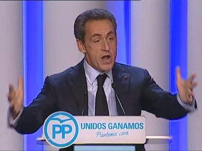 El expresidente de Francia Nicolás Sarkozy en el mitin.