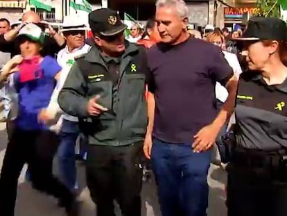 Cañamero, tras ser detenido por la Guardia Civil este miércoles.