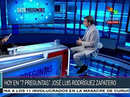 El expresidente José Luis Rodríguez Zapatero entrevistado en Telesur.