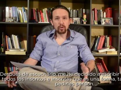 Pablo Iglesias pide perdón a los inscritos en Podemos.