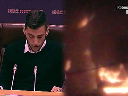 Josua Alonso, hijo de una víctima de violencia machista, en una intervención el pasado lunes en el Senado.