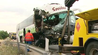 11 heridos tras colisionar un autobús de pasajeros y un camión en Toledo