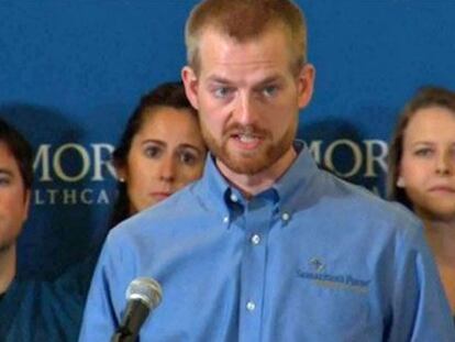 Kent Brantly, durante la rueda de prensa en el Hospital Emory.