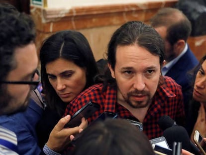 El líder de Podemos, Pablo Iglesias, este miércoles en el Congreso / En vídeo, declaraciones de Pablo Iglesias