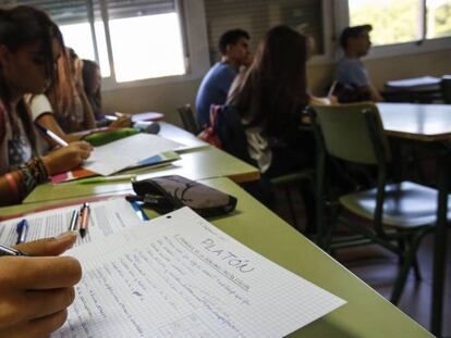 Clase de Filosofia en un instituto de Madrid.