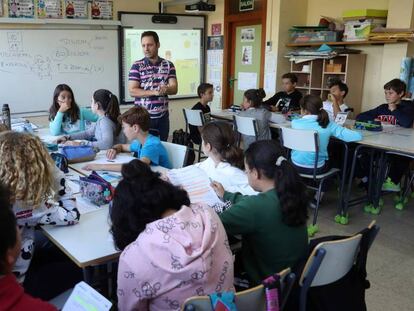 Alumnos en el colegio público Fernando de los Ríos de Las Rozas (Madrid).