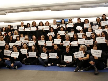 Trabajadoras de EL PAÍS en la redacción de Madrid.
