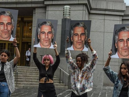 Protesta contra Epstein el pasado 8 de julio ante el tribunal de Nueva York.