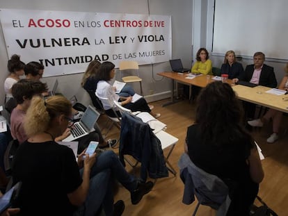 Rueda de prensa de La Plataforma Pro-Derechos ayer en Madrid.