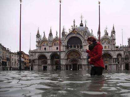 La plaza de San Marcos de Venecia, inundada anoche.