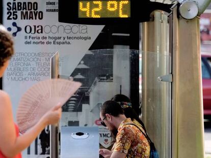 Un termómetro en Logroño, en junio pasado.