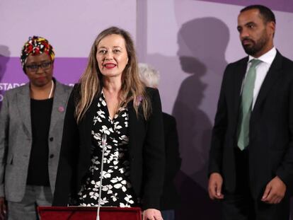 La delegada del Gobierno contra la Violencia de Género, Victoria Rosell, en su toma de posesión en el Ministerio.