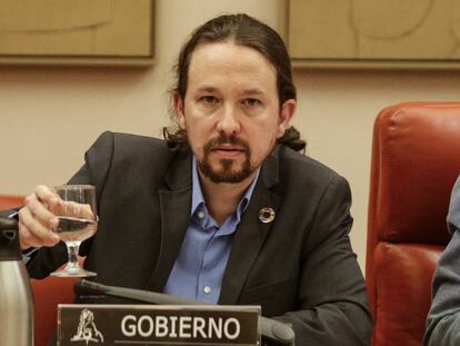 Pablo Iglesias, este jueves, en el Congreso de los Diputados.