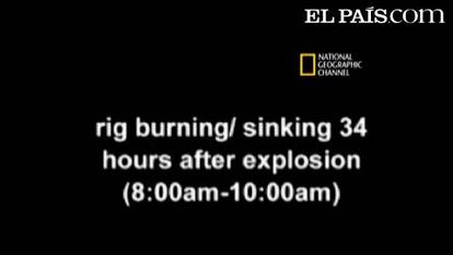 Las imágenes de National Geographic muestran el momento en el que la plataforma petrolífera de BP se hunde en el golfo de México