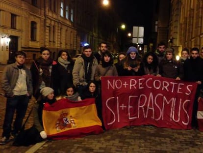 Manifiesto de 'erasmus' españoles en Riga.