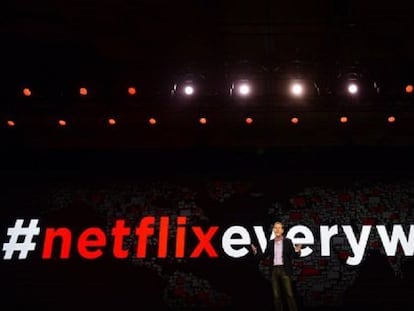 O cofundador de Netflix, Reed Hastings, nas Vegas.