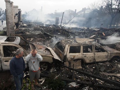 Destruição após o furacão Sandy nos EUA, em 2012.