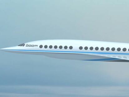 Representación virtual de un avión creado por Boom Technology. Quality Producciones