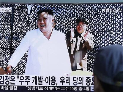 Kim Jong Un en un programa informativo de televisión.