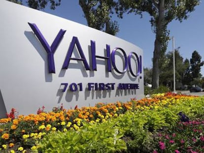Un cartel de Yahoo, en la sede de la compañía en California.
