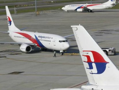 Tres aviones de Malaysia Airlines en Kuala Lumpur.