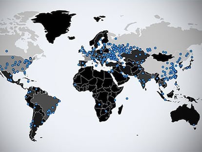 El equipo de investigadores independientes de ciberseguridad Malware Tech ha creado un mapa con los sitios en los que se ha detectado el 'ransomware'.