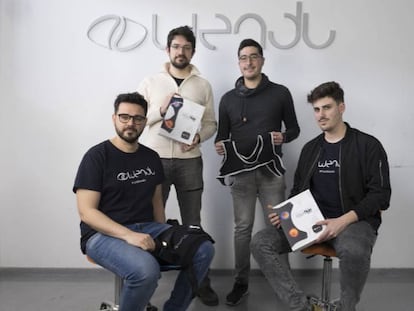 De izquierda a derecha, David Requena, Luis Bretones, Sergio Villatoro y Juan Fernando Ramírez, en la empresa cordobesa Wendu.