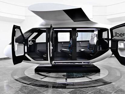 En foto: Uber ha diseñado con Safran Cabin, por primera vez, una cabina específica para taxis compartidos de Uber Air. En vídeo: anuncio de los taxis voladores de Uber Air.