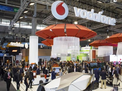 Pabellón de Vodafone en el MWC de 2019. En vídeo, ya son 23 las empresas que no acudirán al Mobile.