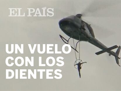 Wallenda se cuelga de los dientes sobre las cataratas del Niagara