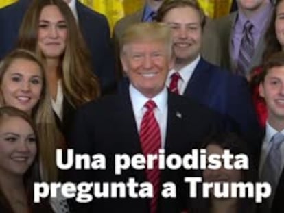 Donald Trump manda callar a una periodista en una sesión de fotos en la Casa Blanca