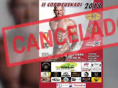 Cartel de la competición suspendida.