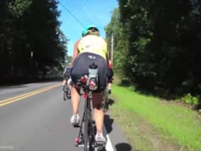 Un venado sale volando tras ser atropellado junto a unos ciclistas