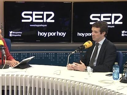 FOTO: El presidente del PP, Pablo Casado, en la sesión de control de este miércoles. VÍDEO: Casado en la cadena SER.