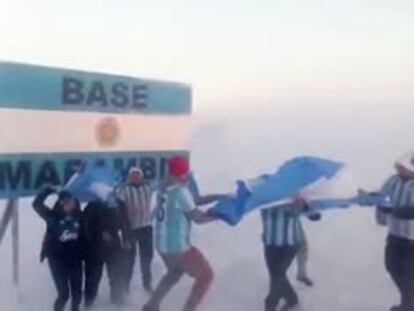 La celebración de la victoria de Argentina (a -15 grados) en la Antártida