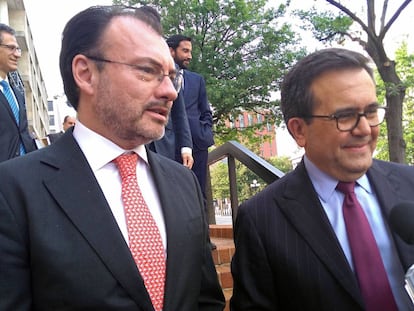 Los titulares mexicanos de Exteriores y Economía, Luis Videgaray e Ildefonso Guajardo, la semana pasada en Washington.