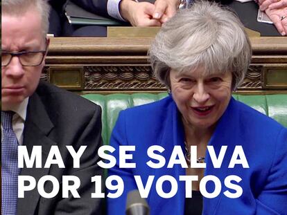 Theresa May, esta tarde en la votación de la moción de censura. En vídeo, el anuncio del resultado de la votación.
