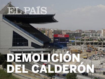 Trabajos de demolición del estadio Vicente Calderón.