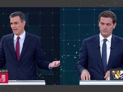 Momento del debate en el que Sánchez carga contra Casado.